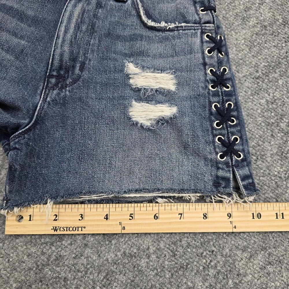 Hudson Jean Shorts Womens 23 Blue Sade Lace Up Cut Off Denim Distressed Mid Rise - Picture 9 of 16